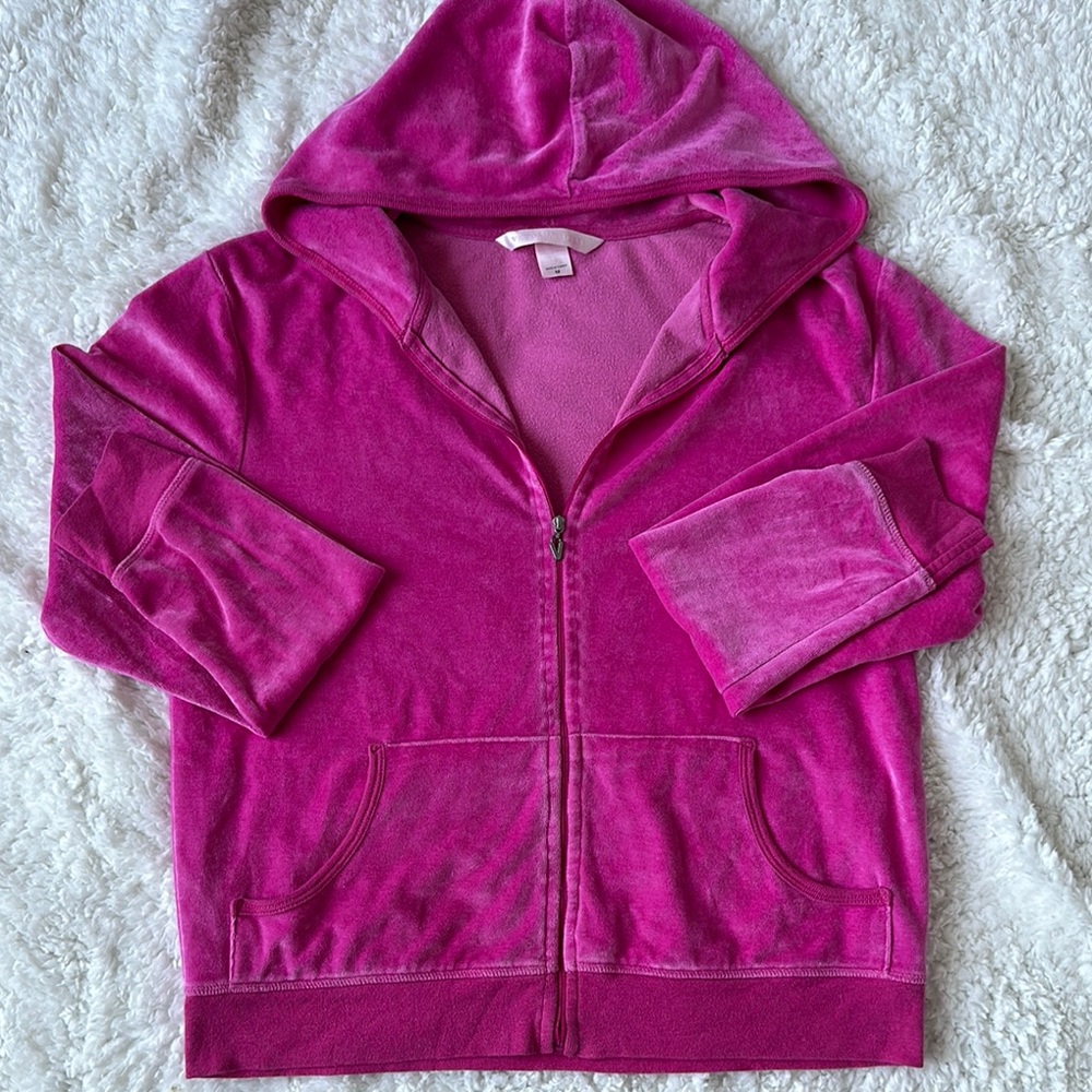 Victoria’s Secret Vintage Pink Velvet Zip-Up Hoodie M